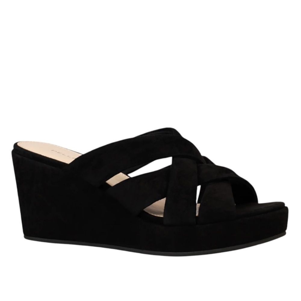 Pelle Moda Black Wedge Sandals